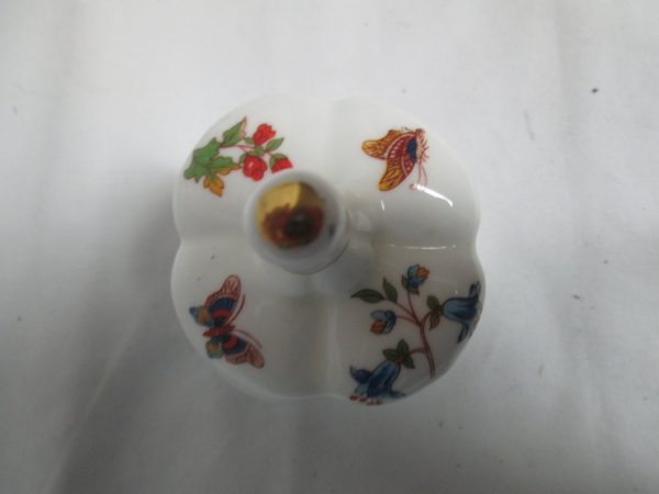 Beautiful fine bone china trinket dish butterflies flowers Ardalt Taiwan Mid Century Tall Top with gold trim