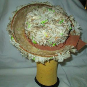 Beautiful Floral Beige Hat with beige and ivory flowers Beige gross grain ribbon