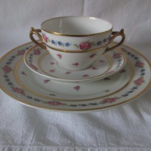 Beautiful Limoges France Tea Cup, Saucer, Luncheon Plate Set 3 piece