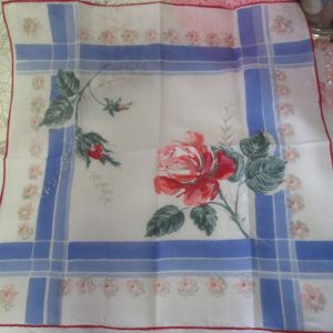 Beautiful Unused New old stock cotton printed handkerchief hankie rose floral