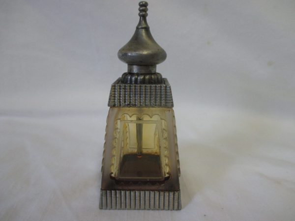 Crystal and Pewter European Eurasia Pewter and Crystal Antique Perfume Bottle with pewter dabber