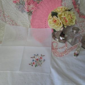 Delicate Cotton Machine Embroidered Floral Handkerchief hankie
