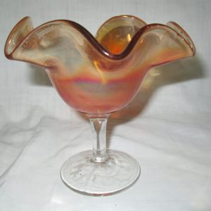 Fantastic Carnival Glass Compote Clear Pedestal Beautiful decorative Mid Century Glass Bowl Iridescent