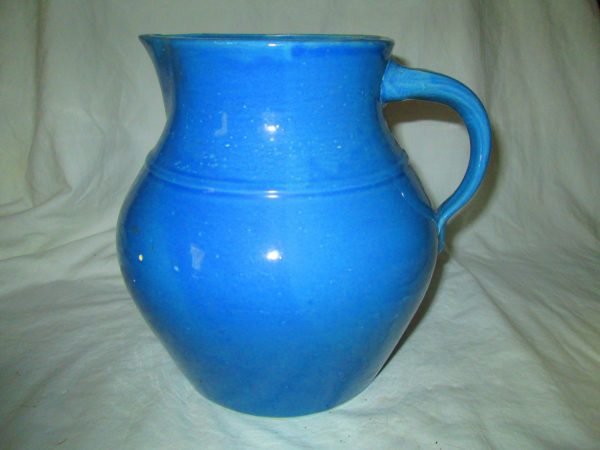 Fantastic Large Round Pottery Pitcher Periwinkle Blue 1920's-30's