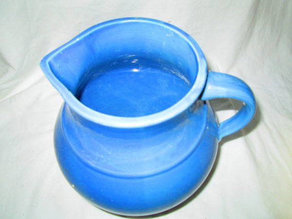 Fantastic Large Round Pottery Pitcher Periwinkle Blue 1920's-30's