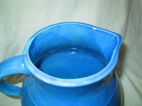 Fantastic Large Round Pottery Pitcher Periwinkle Blue 1920's-30's