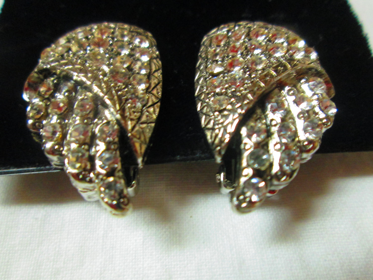 Fantastic Mid-Century Rhinestone Clip Earrings Great Sparkle and ...