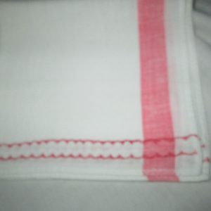 Fantastic Pair of Home Made Kitchen Towels 1400% Cotton Mid Century Red and White