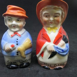 Germany Sam Weller and Mrs. Gamp Dickens characters Salt & Pepper Shakers decor collectible display tableware dinning kitchen cottage farm