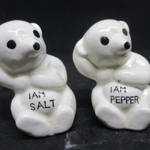 I AM Salt I AM Pepper Bears Salt & Pepper Shaker Farmhouse Collectible Cottage Shabby Chic display original stoppers Japan