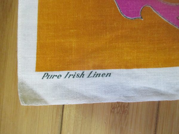 Mid Century Colorful Kitchen towel New Old stock Unused Pure Irish Linen by Blackstaff Vivid Color New Condition