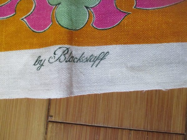 Mid Century Colorful Kitchen towel New Old stock Unused Pure Irish Linen by Blackstaff Vivid Color New Condition