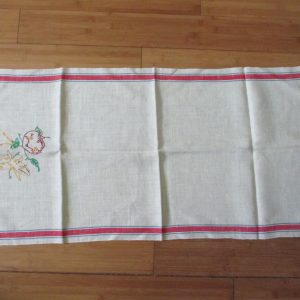 Mid Century Colorful Kitchen towel New Old stock Unused Pure Linen Stewed Pears Embroidered Towel Banana Sput