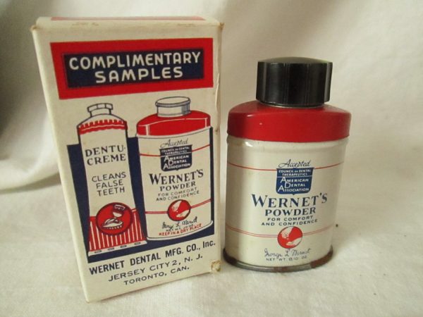 New old stock Wernet's Denture Powder Sample Size 1940's