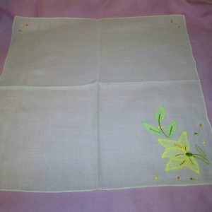 Pretty Applique flower & leaves Embroidered handkerchief hankie really pretty collectible shabby chic cottage display hanky