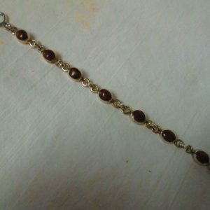 Sterling Silver and Brown Stone Bracelet .925 Sterling Covered Stones Made in Mexico