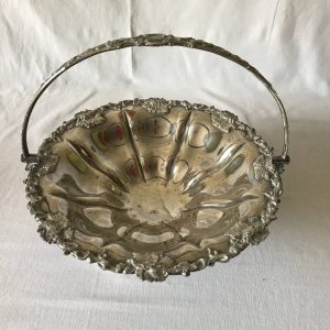 Stunning Large Silverplate Wedding Basket Finely detailed Handled Basket