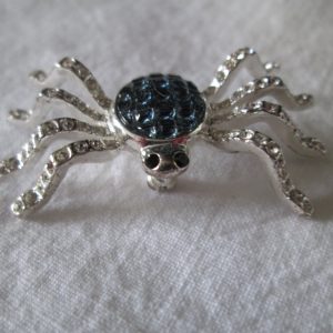 Stunning Silver Tone and Rhinestone Spider Pin Brooch Carolee Brand