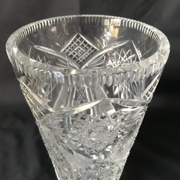 Stunning Vintage Large Cut Crystal Flower Vase