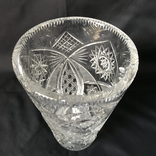 Stunning Vintage Large Cut Crystal Flower Vase