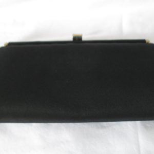 Vintage 1940's raw silk black purse with gold trim and gold clip closure FANTASTIC clutch evening bag vintage accessories