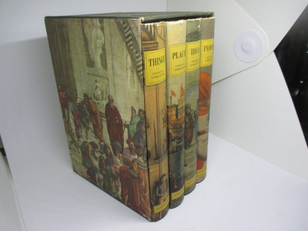 Vintage 1957 Set of 4 Books in Box People Places Things and Ideas collectibles display bookshelf library office