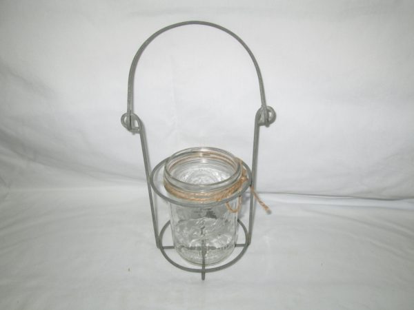 Vintage Ball Jar Candleholder in Hanging Metal Jar Rack Very unique