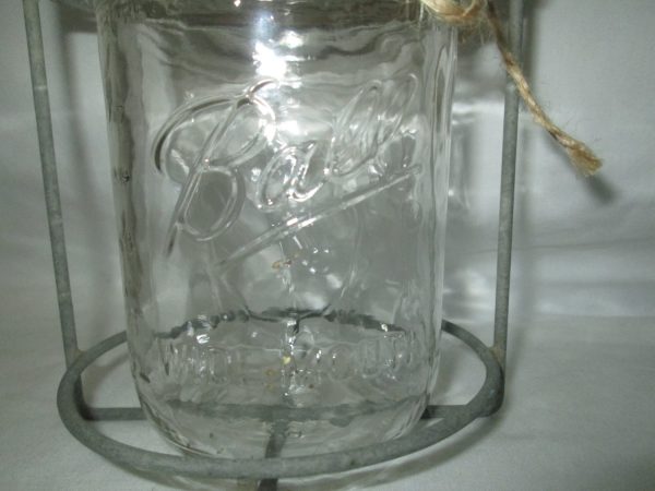 Vintage Ball Jar Candleholder in Hanging Metal Jar Rack Very unique