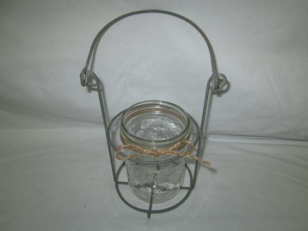 Vintage Ball Jar Candleholder in Hanging Metal Jar Rack Very unique