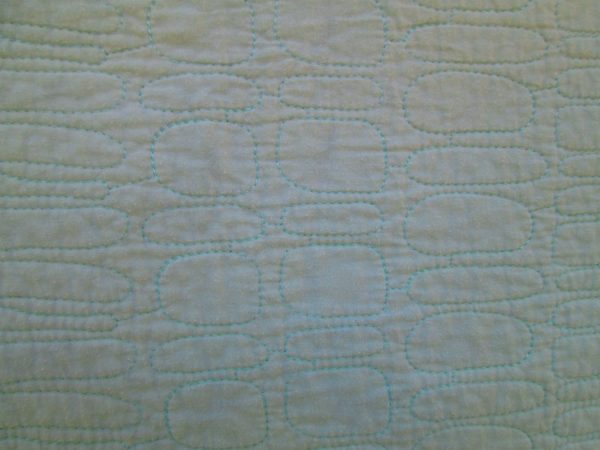 Vintage Beautiful Machine Stitched teal blue dark aqua Quilted full size blanket with satin trim 1950's