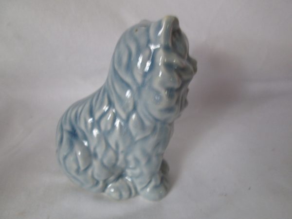 Vintage Blue Glazed Porcelain Kitten Cat Figurine