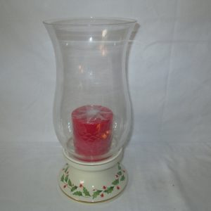 Vintage Christmas Lenox Candle holder Candlestick Holder with Glass chimney New old stock in original box Dimensions Collection