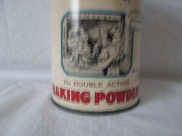 Vintage Clabber Girl Baking Powder Can Full 2 lbs Metal inset lid tin can advertising kitchen decor