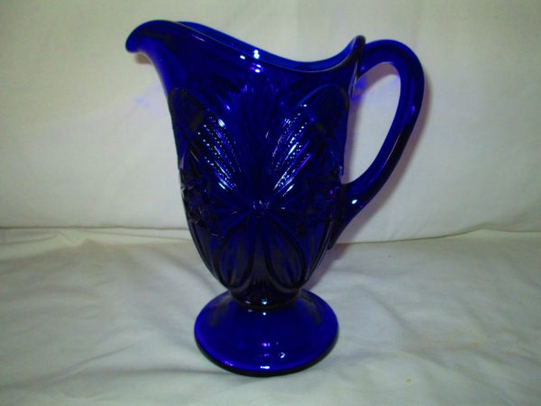 Vintage Colbalt Blue Westmorland Cut Glass Pitcher Depression Era Beautiful condition