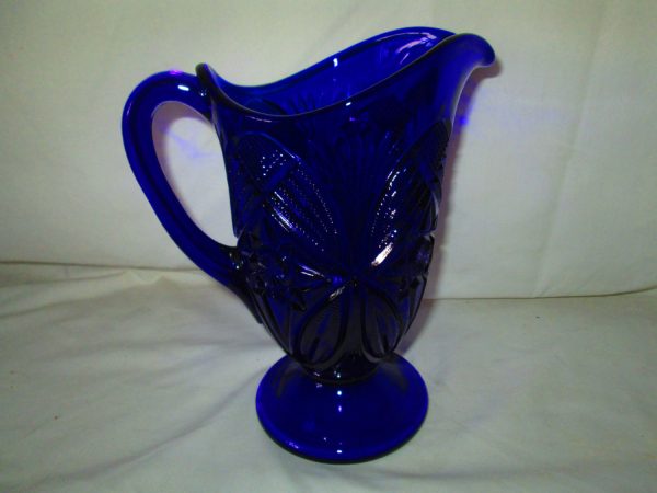 Vintage Colbalt Blue Westmorland Cut Glass Pitcher Depression Era Beautiful condition