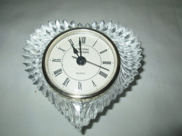 Vintage Crystal Legends Quarts Clock Heart shape Crystal Godinger Home decor