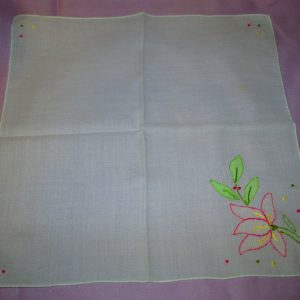 Vintage Embroidered and applique floral handkerchief hankie