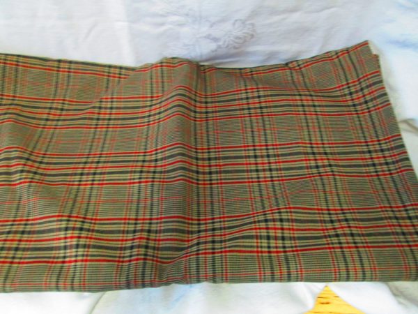 Vintage Fabric Plaid Grey Red Beige and black heavy cotton 4 yards 44-45" wide 2% stretch