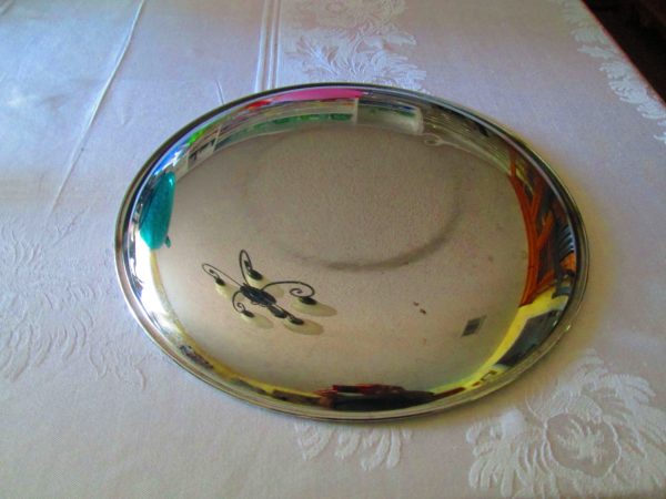 Vintage Fantastic Mid Century Modern Large serving tray chrome tray platter serving tray decorative