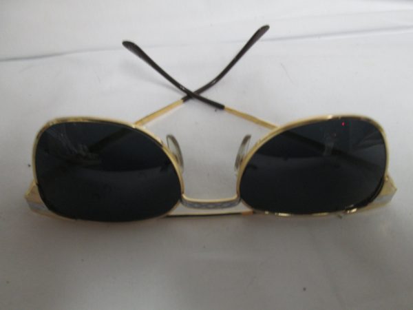 Vintage Fly Guy Pilot Aviator Sun glasses eyeglass flight glasses militaria silver and gold metal
