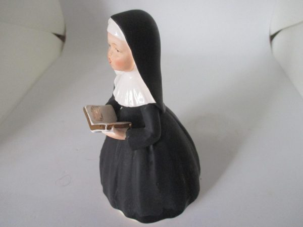 Vintage Japan Mid Century Musical Nun figurine Collectible Religious spirituality Catholic Schmid Plays Dominique from the Flying Nun