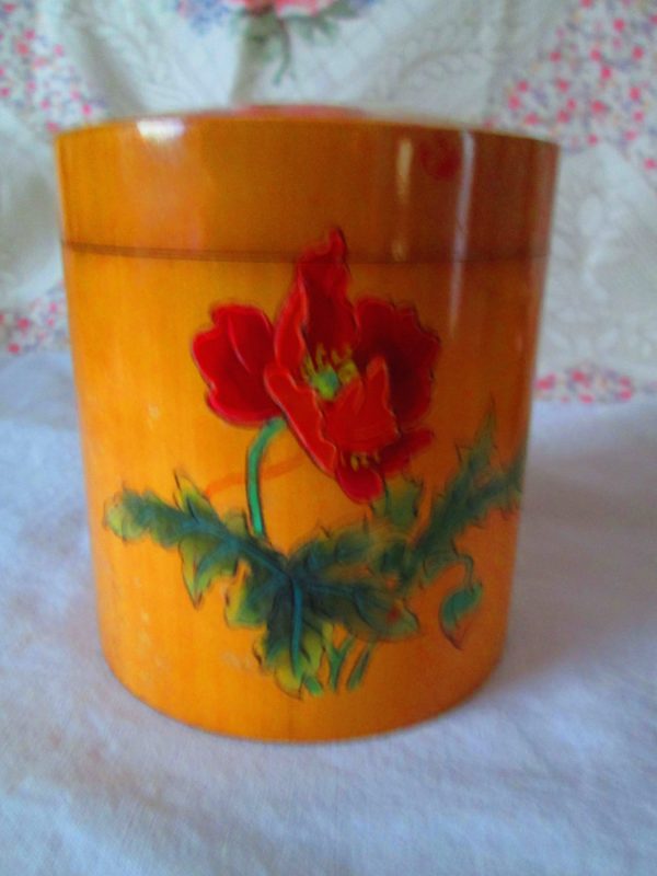 Vintage Lacquer Floral Painted Chinese Tea Box Trinket Box Decorative