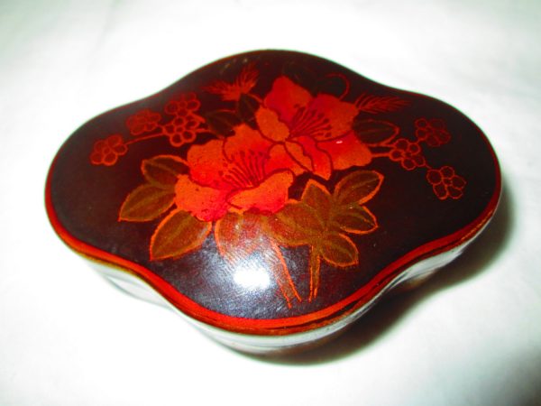 Vintage Lacquer Floral Painted lacquer Box decorative box trinket box