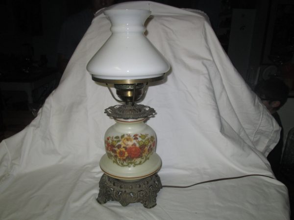 Vintage Lamp Glass Base and Shade both light up 19" tall