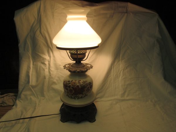 Vintage Lamp Glass Base and Shade both light up 19" tall