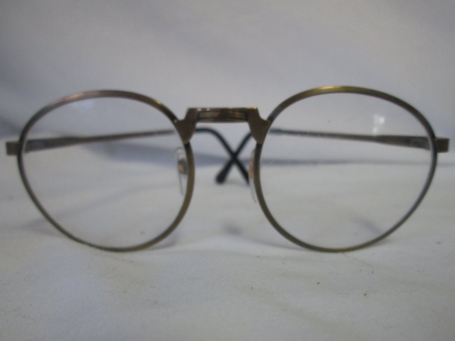 Vintage Large brass rimmed eyeglasses with glass intact single vision 5 ...