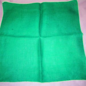 Vintage Linen hankie green white trim handkerchief