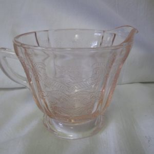 Vintage Madrid pattern pink creamer raised pattern glass cream pitcher