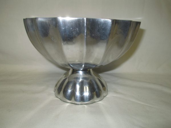 Vintage Mid Century Modern Pewter Pedestal Bowl Fruit Glass Balls Decorative Center Bowl