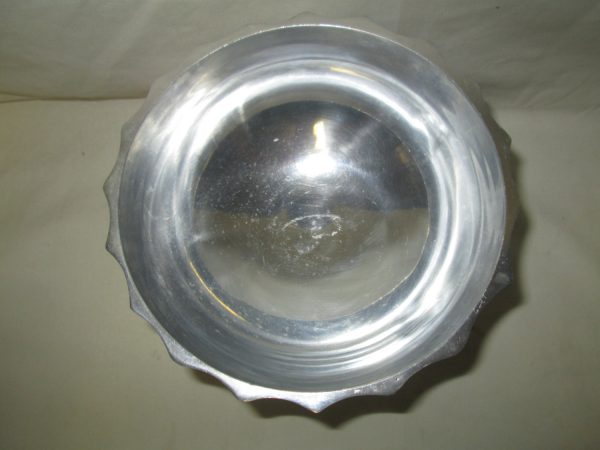 Vintage Mid Century Modern Pewter Pedestal Bowl Fruit Glass Balls Decorative Center Bowl